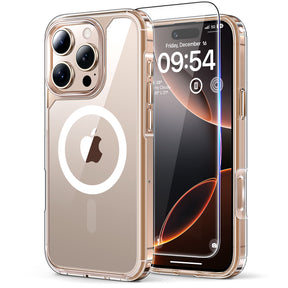 TAURI 3 in 1 for iPhone 16 Pro Max Case, Compatible with MagSafe, with 2X Screen Protectors, Not-Yellowing Military-Grade Protection, Shockproof Slim Magnetic Case for 16 ProMax 6.9", Clear