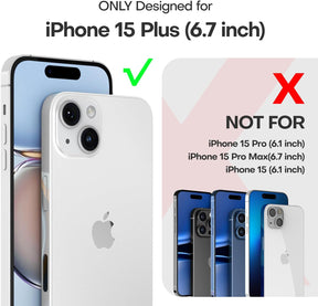 TAURI 5 in 1 Designed for iPhone 15 Plus Case, [Not-Yellowing] with 2X Tempered Glass Screen Protector + 2X Camera Lens Protector, [Military-Grade Drop Protection] Slim Phone Case 6.7 Inch Pink