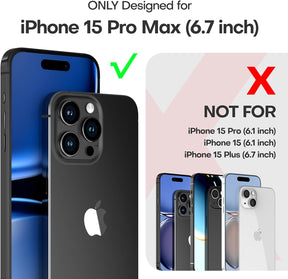 TAURI for iPhone 15 Pro Max Case, [5 in 1] 1X Clear Case [Not-Yellowing] with 2X Tempered Glass Screen Protector + 2X Camera Lens Protector, [Militarized Drop Defense] Slim Phone Case 6.7 inch, Gray
