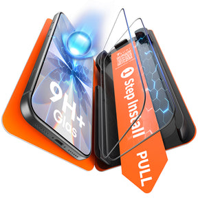 TAURI 2 Pack for iPhone 17 Screen Protector, [1-Step Install] with Auto Dust-Removal, 9H+ Tempered Glass, Full Coverage Protection, Anti-scratch [Military-Grade Shatterproof] Bubble-Free