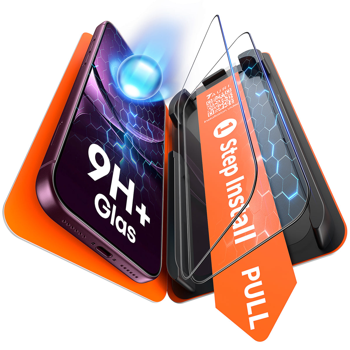 TAURI 2 Pack for 18 Pro Screen Protector, 1-Step Install