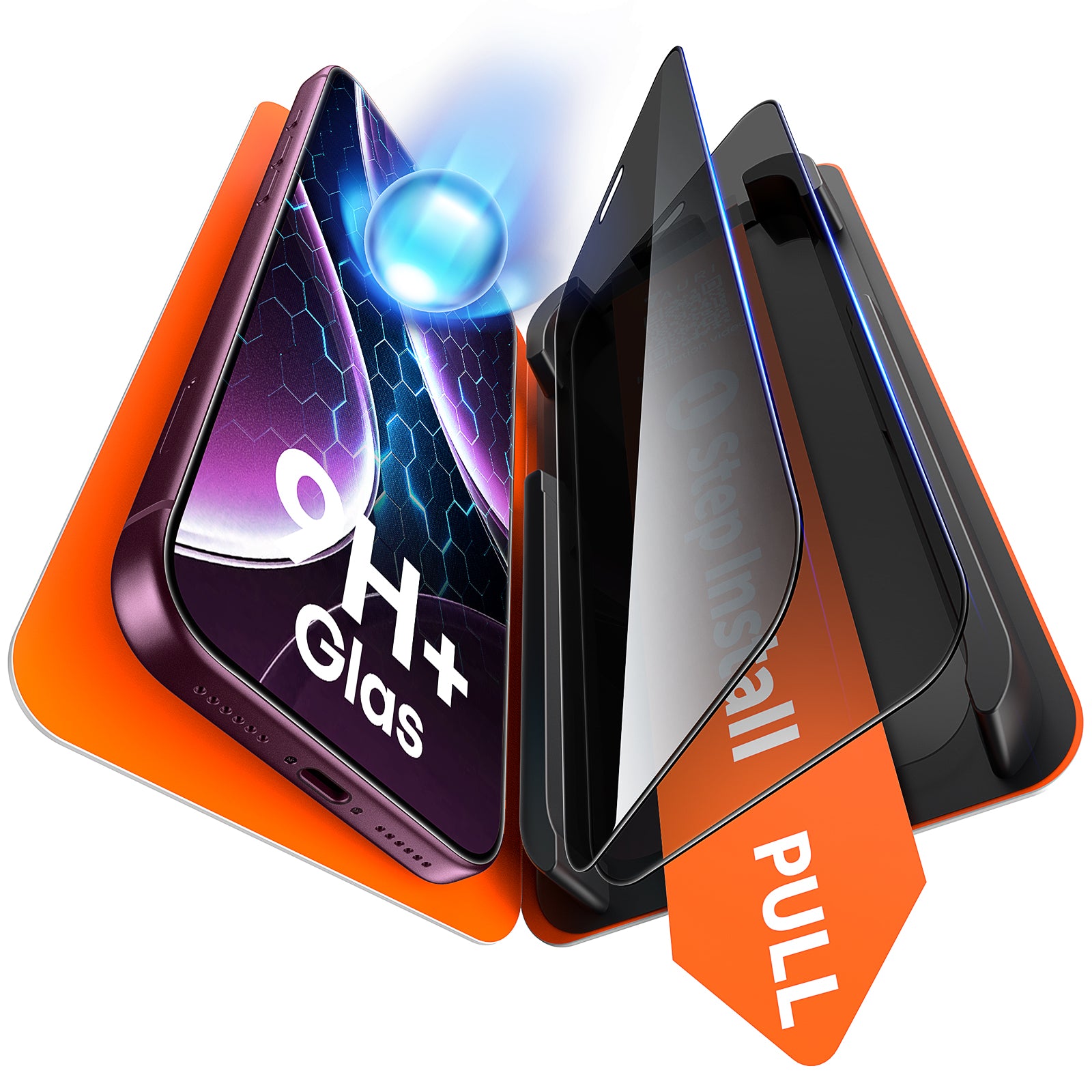 TAURI 2 Pack for 18 Pro Max Privacy Screen Protector, 1-Step Install