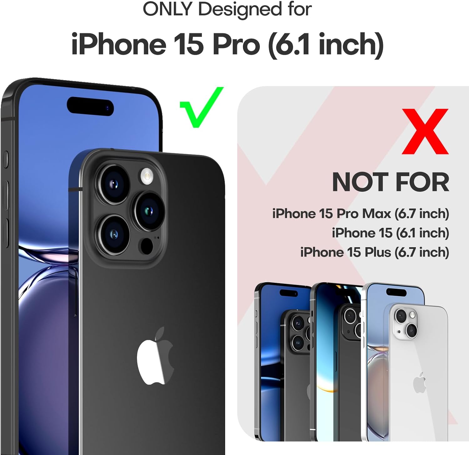 TAURI 5 in 1 for iPhone 15 Pro Case, [Not-Yellowing] with 2X Screen Protector + 2X Camera Lens Protector, [Military Grade Drop Protection] Shockproof Slim Phone Case for iPhone 15 Pro, Blue