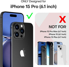 TAURI 5 in 1 for iPhone 15 Pro Case, [Not-Yellowing] with 2X Screen Protector + 2X Camera Lens Protector, [Military Grade Drop Protection] Shockproof Slim Phone Case for iPhone 15 Pro, Blue