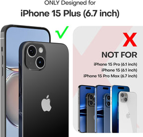 TAURI for iPhone 15 Plus Case, [5 in 1] 1X Clear Case [Not-Yellowing] with 2X Tempered Glass Screen Protector + 2X Camera Lens Protector, [Militarized Drop Defense] Slim Phone Case 6.7 inch, Clear