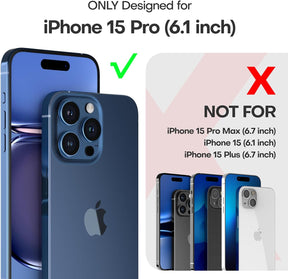 TAURI 5 in 1 for iPhone 15 Pro Case, [Not-Yellowing] with 2X Screen Protector + 2X Camera Lens Protector, [Military Grade Drop Protection] Shockproof Slim Phone Case for iPhone 15 Pro, Black