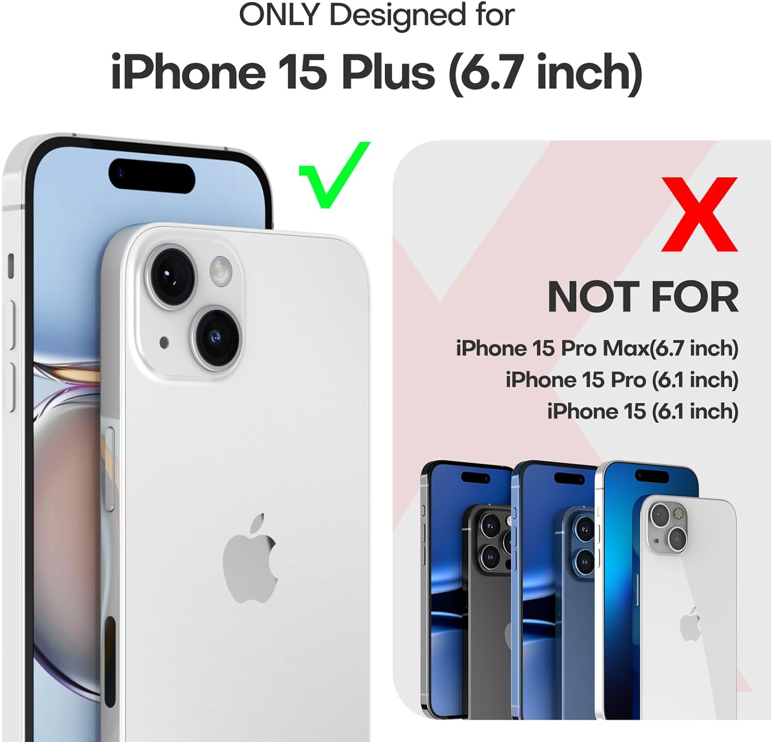TAURI for iPhone 15 Plus Case, [5 in 1] 1X Clear Case [Not-Yellowing] with 2X Tempered Glass Screen Protector + 2X Camera Lens Protector, [Militarized Drop Defense] Slim Phone Case 6.7 inch, Black