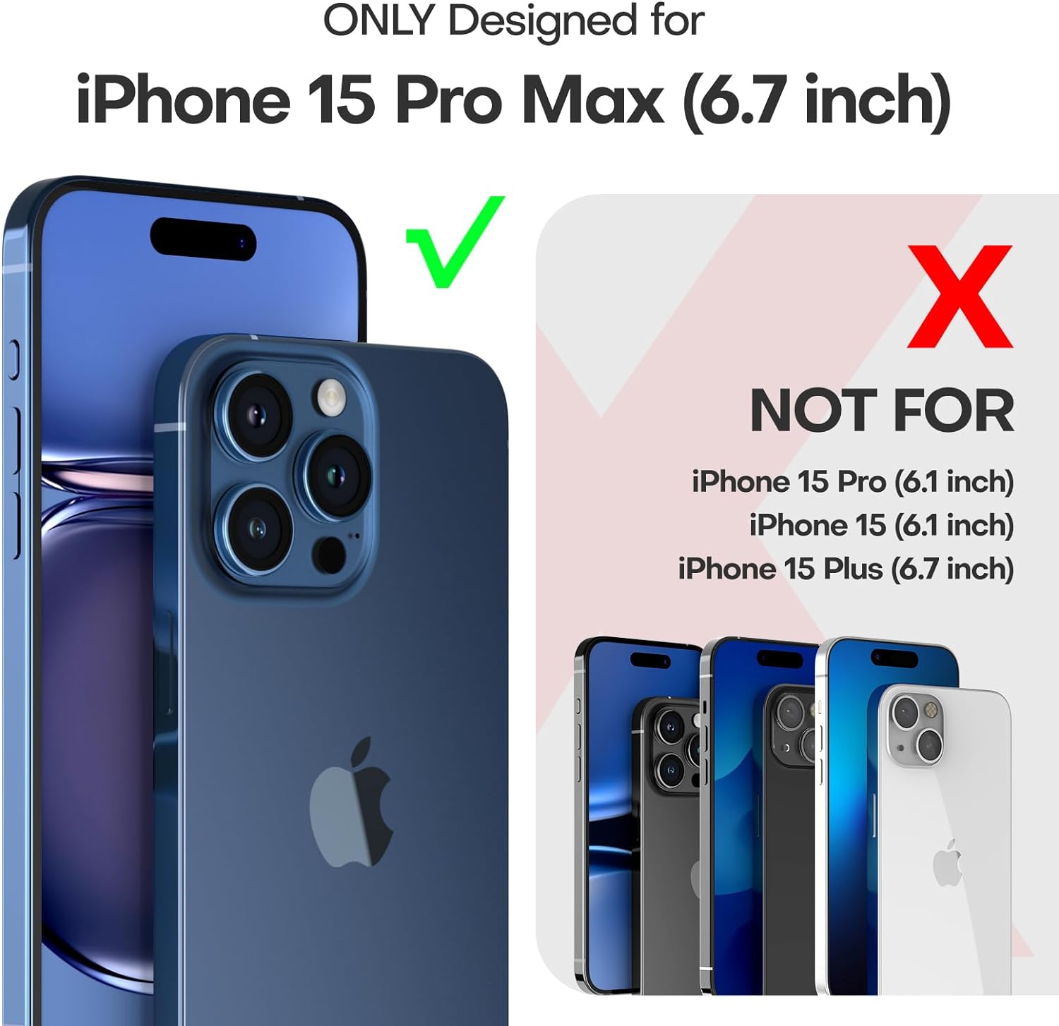 TAURI 5 in 1 for iPhone 15 Pro Max Case Crystal Clear, [Not-Yellowing & Military Drop Defense] with 2X Tempered Glass Screen Protector + 2X Camera Lens Protector, Slim Shockproof Phone Case 6.7 inch