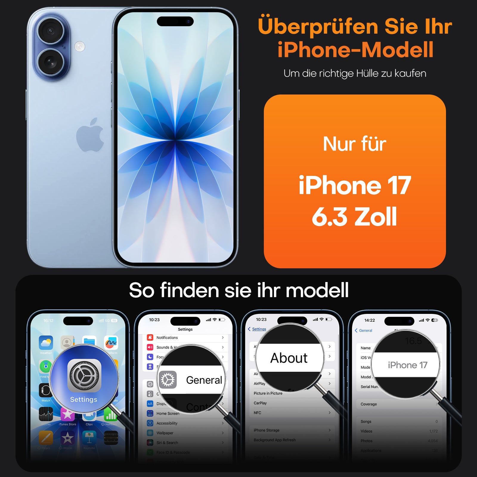 TAURI for iPhone 17 Case, Anti-Yellowing with Screen Protector, Military-Grade Protection Shockproof Slim Phone Case for iPhone 17, Star Blue