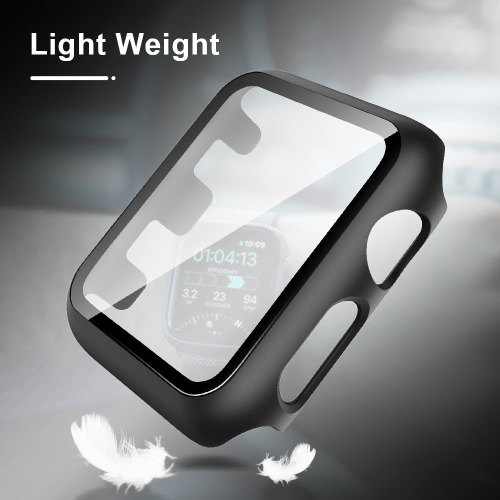 TAURI 2 Pack Hard Case Designed for Apple Watch Series 3/2/1 38mm, [Full Coverage] with 9H Tempered Glass Screen Protector [Touch Sensitive], Slim Protective Cover for iWatch 38mm