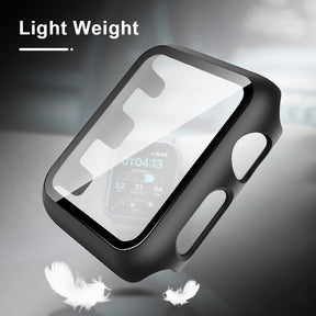 TAURI 2 Pack Hard Case Designed for Apple Watch Series 3/2/1 38mm, [Full Coverage] with 9H Tempered Glass Screen Protector [Touch Sensitive], Slim Protective Cover for iWatch 38mm