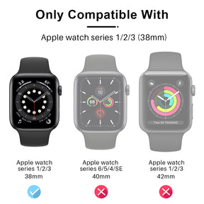TAURI 2 Pack Hard Case Designed for Apple Watch Series 3/2/1 38mm, [Full Coverage] with 9H Tempered Glass Screen Protector [Touch Sensitive], Slim Protective Cover for iWatch 38mm