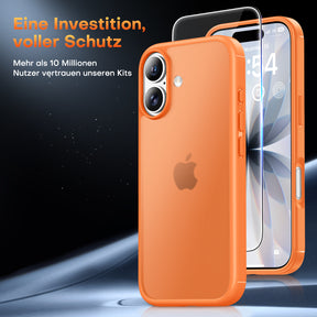 TAURI for iPhone 17 Case, Anti-Yellowing with Screen Protector, Translucent Matte Military-Grade Protection Shockproof Slim Phone Case for iPhone 17, Matte Orange