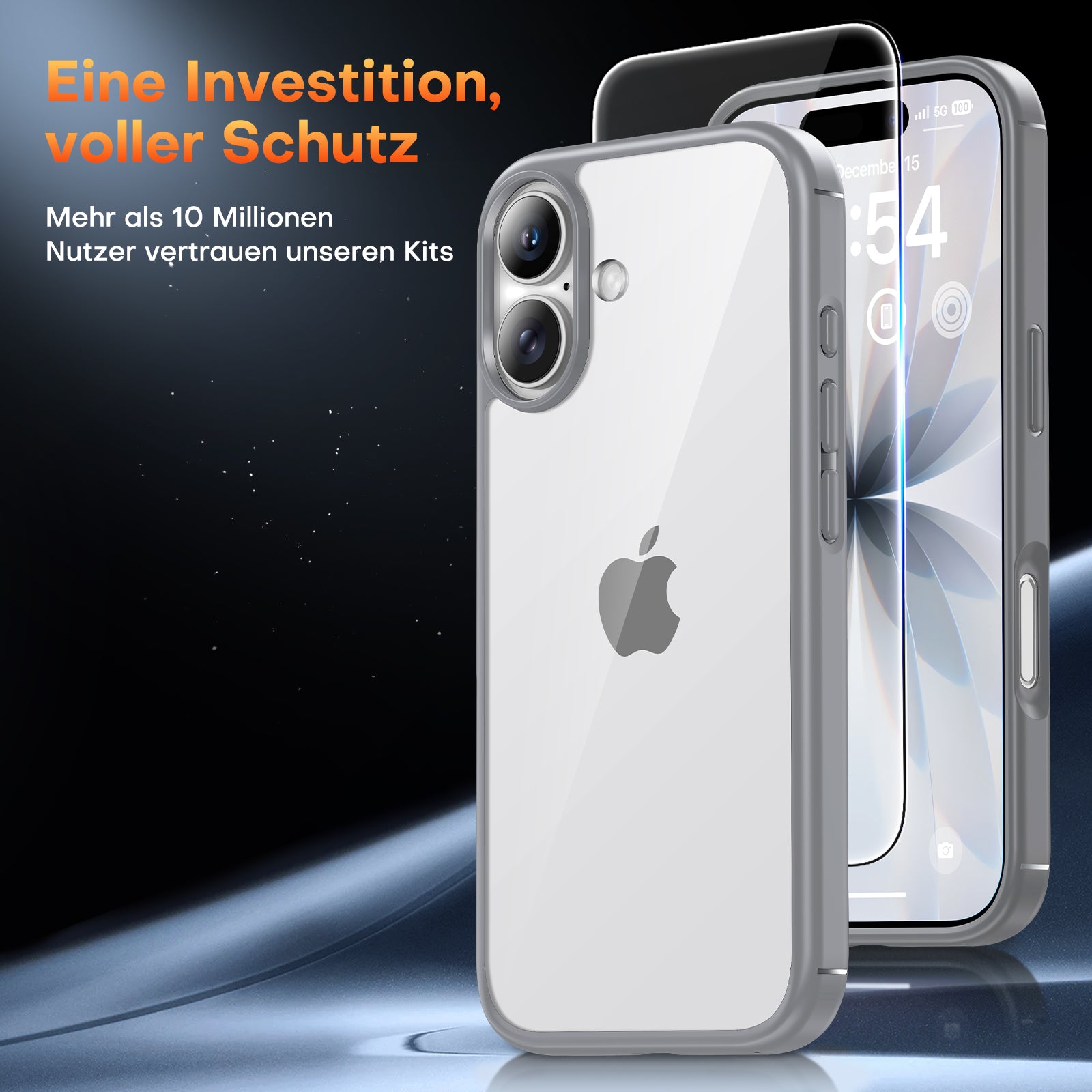 TAURI for iPhone 17 Case, Anti-Yellowing with Screen Protector, Military-Grade Protection Shockproof Slim Phone Case for iPhone 17, Grey