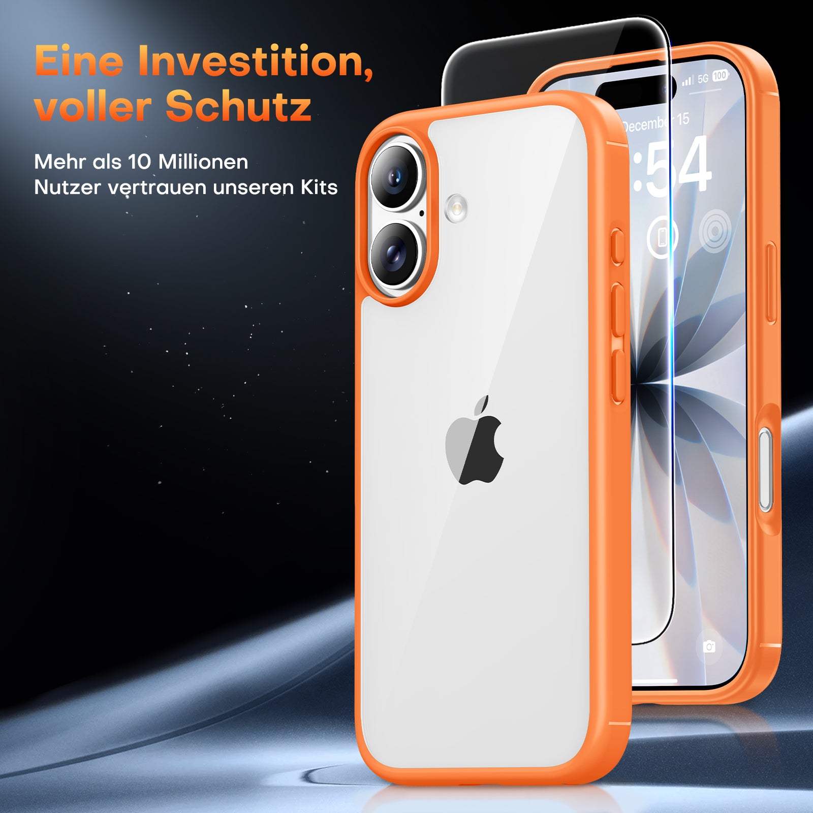 TAURI for iPhone 17 Case, Anti-Yellowing with Screen Protector, Military-Grade Protection Shockproof Slim Phone Case for iPhone 17, Orange
