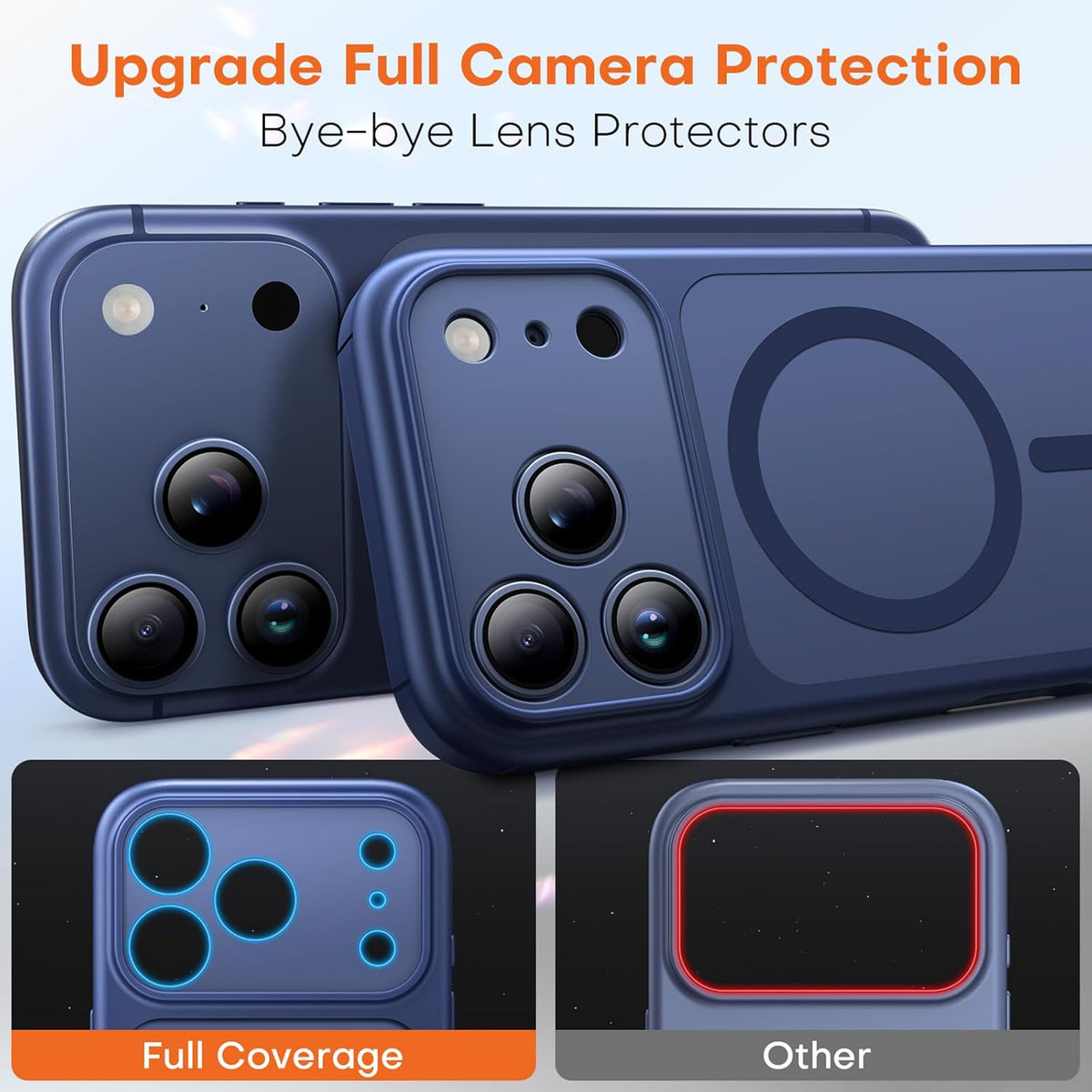 TAURI Magnetic for iPhone 17 Pro Max Case with Full Camera Protection [Camera Control Cover] Compatible with MagSafe, Matte Solid Color Back Shockproof Cover - Blue
