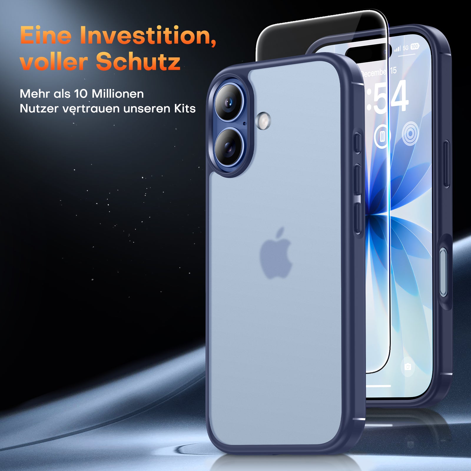 TAURI for iPhone 17 Case, Anti-Yellowing with Screen Protector, Translucent Matte Military-Grade Protection Shockproof Slim Phone Case for iPhone 17, Matte Blue