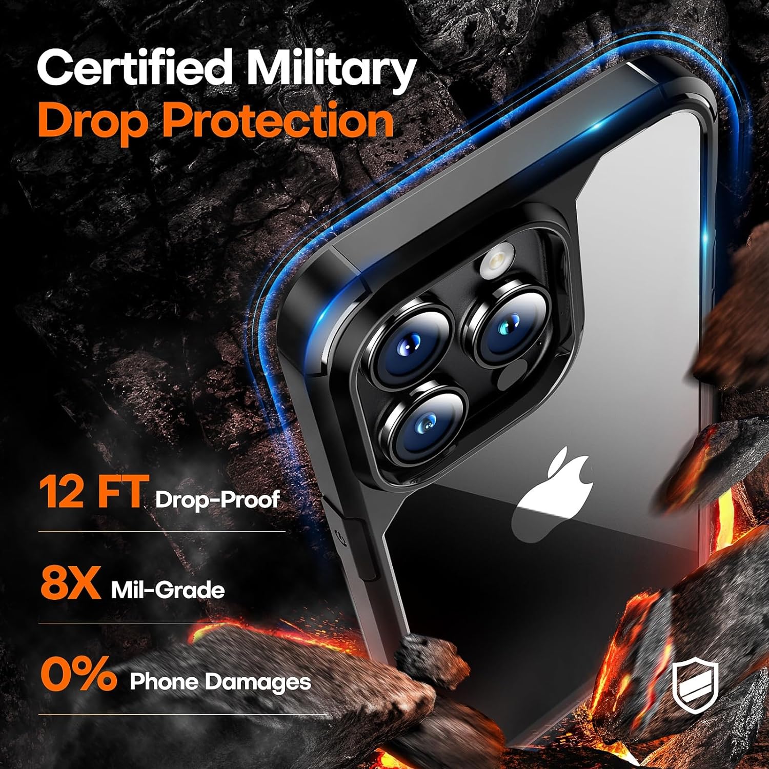 TAURI 5 in 1 for iPhone 15 Pro Case, [Not-Yellowing] with 2X Screen Protector + 2X Camera Lens Protector, [Military Grade Drop Protection] Shockproof Slim Phone Case for iPhone 15 Pro, Black