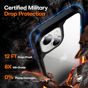TAURI 5 in 1 for iPhone 15 Case, [Not-Yellowing] with 2X Screen Protectors + 2X Camera Lens Protectors, [Military Grade Drop Protection] Shockproof Slim Phone Case for iPhone 15, Black
