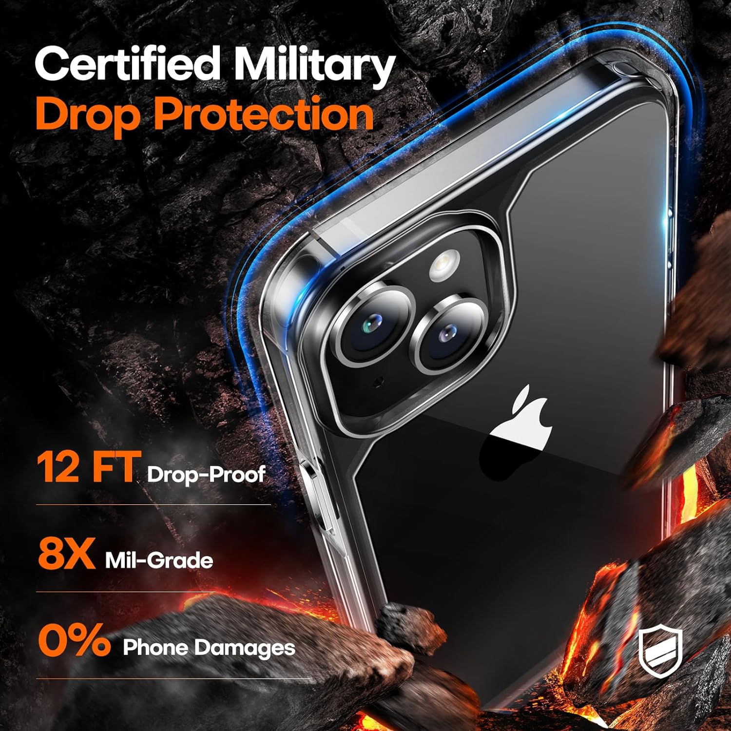 TAURI for iPhone 15 Plus Case, [5 in 1] 1X Clear Case [Not-Yellowing] with 2X Tempered Glass Screen Protector + 2X Camera Lens Protector, [Militarized Drop Defense] Slim Phone Case 6.7 inch, Clear