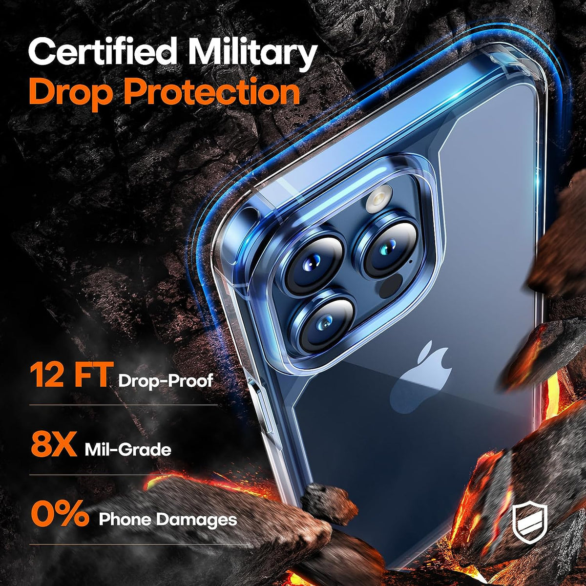 TAURI 5 in 1 for iPhone 15 Pro Max Case Crystal Clear, [Not-Yellowing & Military Drop Defense] with 2X Tempered Glass Screen Protector + 2X Camera Lens Protector, Slim Shockproof Phone Case 6.7 inch