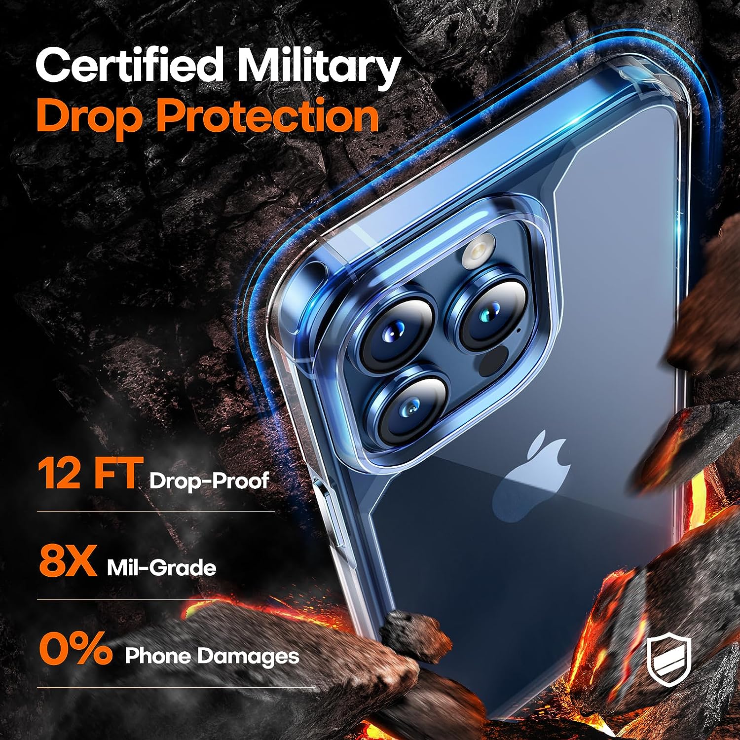 TAURI 5 in 1 for iPhone 15 Pro Max Case Crystal Clear, [Not-Yellowing & Military Drop Defense] with 2X Tempered Glass Screen Protector + 2X Camera Lens Protector, Slim Shockproof Phone Case 6.7 inch