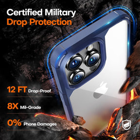 TAURI for iPhone 15 Pro Max Case, [5 in 1] 1X Clear Case [Not-Yellowing] with 2X Tempered Glass Screen Protector + 2X Camera Lens Protector, [Militarized Drop Defense] Slim Phone Case 6.7 inch, Blue
