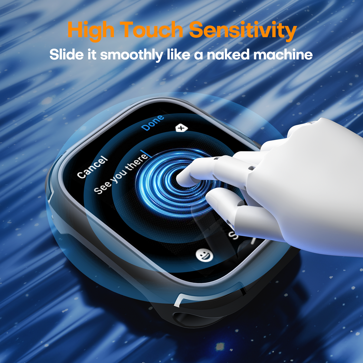 TAURI 2 Pack Apple Watch Series 9/8 / 7 45mm Case with Tempered Glass Screen Protector, [Military Drop Protection] [Anti-Scratch] Shockproof Soft Bumper Protective Cover - Black