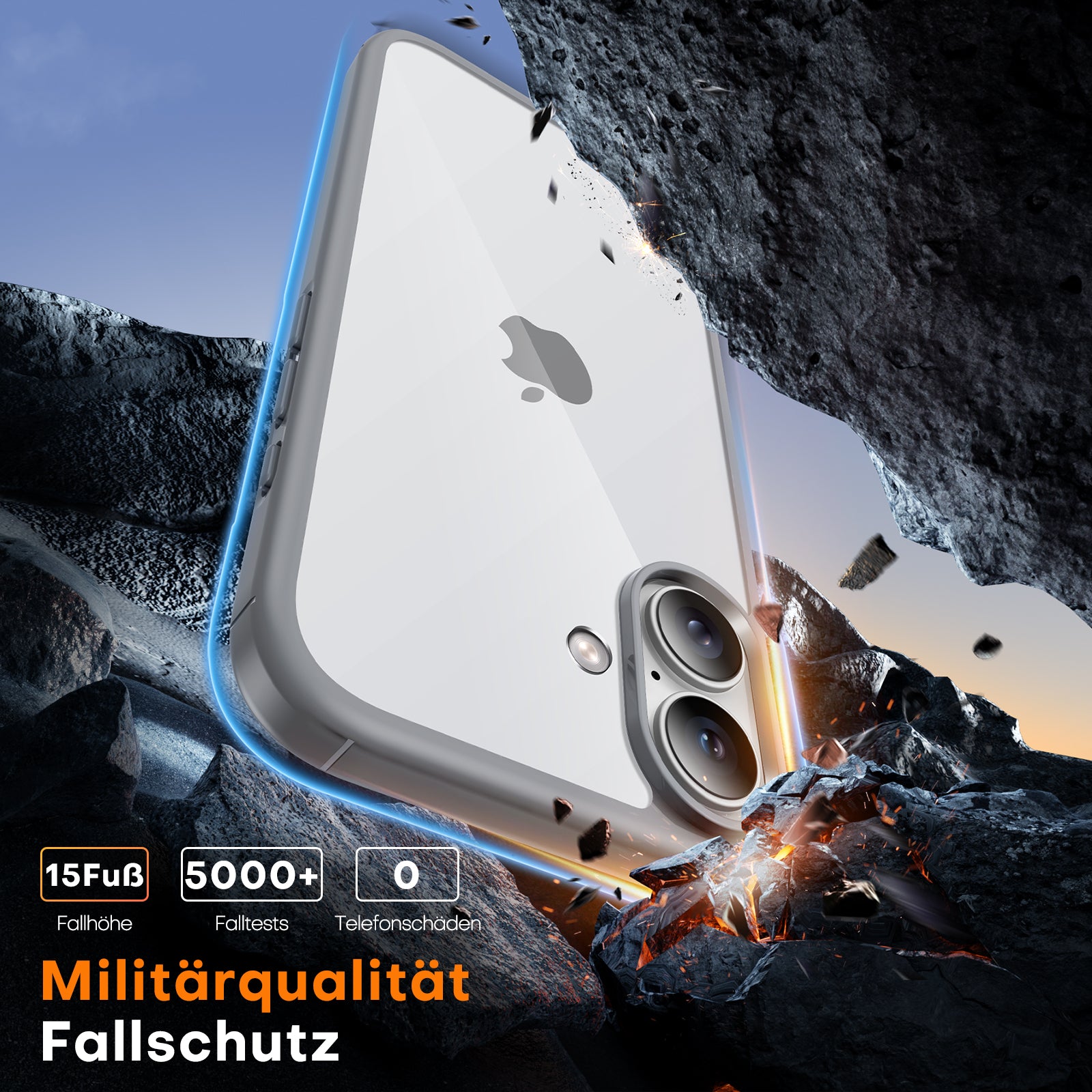 TAURI for iPhone 17 Case, Anti-Yellowing with Screen Protector, Military-Grade Protection Shockproof Slim Phone Case for iPhone 17, Grey