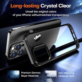 TAURI for iPhone 15 Pro Max Case, [5 in 1] 1X Clear Case [Not-Yellowing] with 2X Tempered Glass Screen Protector + 2X Camera Lens Protector, [Militarized Drop Defense] Slim Phone Case 6.7 inch, Black