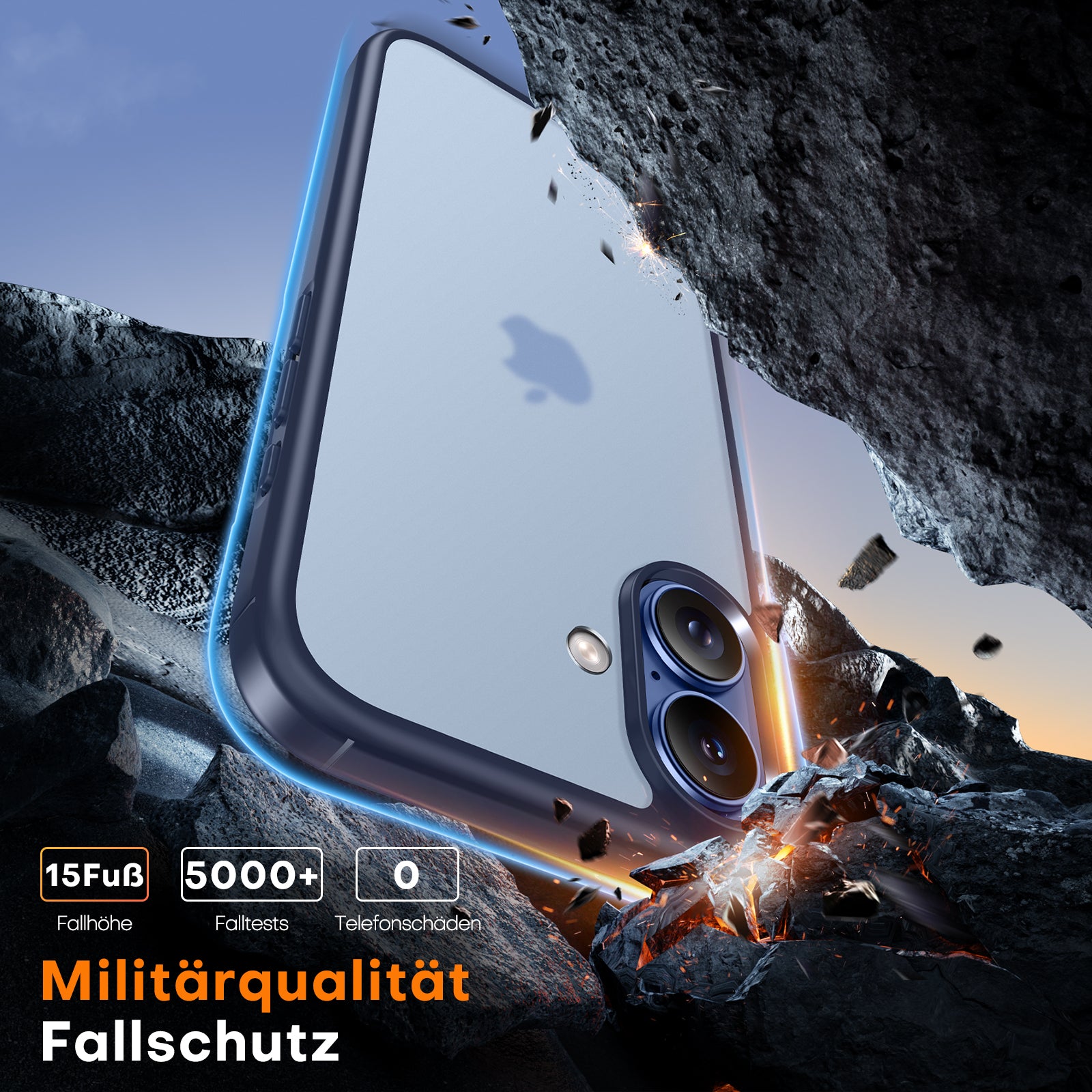 TAURI for iPhone 17 Case, Anti-Yellowing with Screen Protector, Translucent Matte Military-Grade Protection Shockproof Slim Phone Case for iPhone 17, Matte Blue