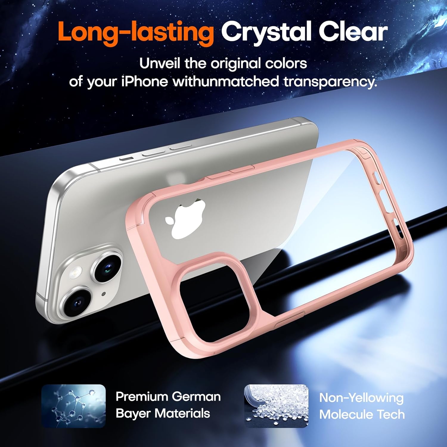 TAURI 5 in 1 Designed for iPhone 15 Plus Case, [Not-Yellowing] with 2X Tempered Glass Screen Protector + 2X Camera Lens Protector, [Military-Grade Drop Protection] Slim Phone Case 6.7 Inch Pink