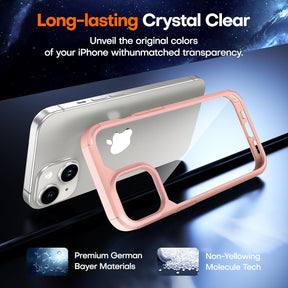 TAURI 5 in 1 Designed for iPhone 15 Plus Case, [Not-Yellowing] with 2X Tempered Glass Screen Protector + 2X Camera Lens Protector, [Military-Grade Drop Protection] Slim Phone Case 6.7 Inch Pink