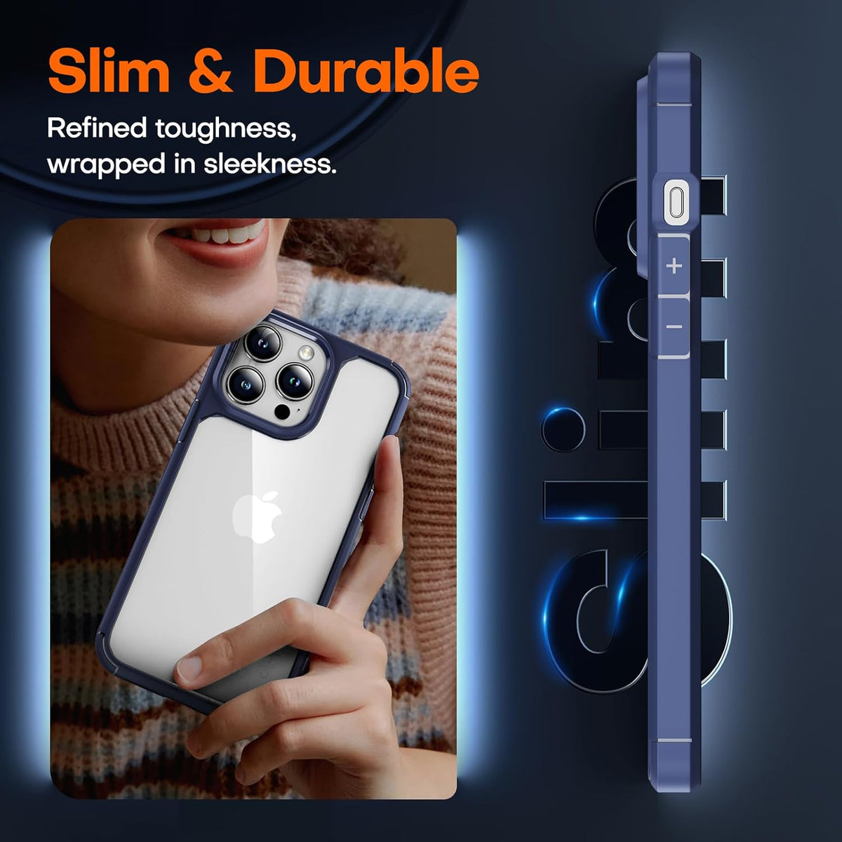 TAURI 5 in 1 for iPhone 15 Pro Case, [Not-Yellowing] with 2X Screen Protector + 2X Camera Lens Protector, [Military Grade Drop Protection] Shockproof Slim Phone Case for iPhone 15 Pro, Blue
