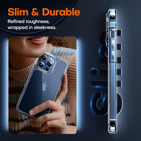 TAURI 5 in 1 for iPhone 15 Pro Max Case Crystal Clear, [Not-Yellowing & Military Drop Defense] with 2X Tempered Glass Screen Protector + 2X Camera Lens Protector, Slim Shockproof Phone Case 6.7 inch