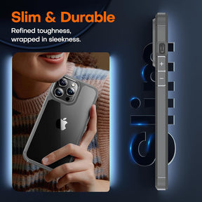 TAURI for iPhone 15 Pro Max Case, [5 in 1] 1X Clear Case [Not-Yellowing] with 2X Tempered Glass Screen Protector + 2X Camera Lens Protector, [Militarized Drop Defense] Slim Phone Case 6.7 inch, Gray