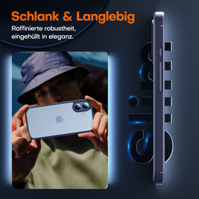 TAURI for iPhone 17 Case, Anti-Yellowing with Screen Protector, Translucent Matte Military-Grade Protection Shockproof Slim Phone Case for iPhone 17, Matte Blue