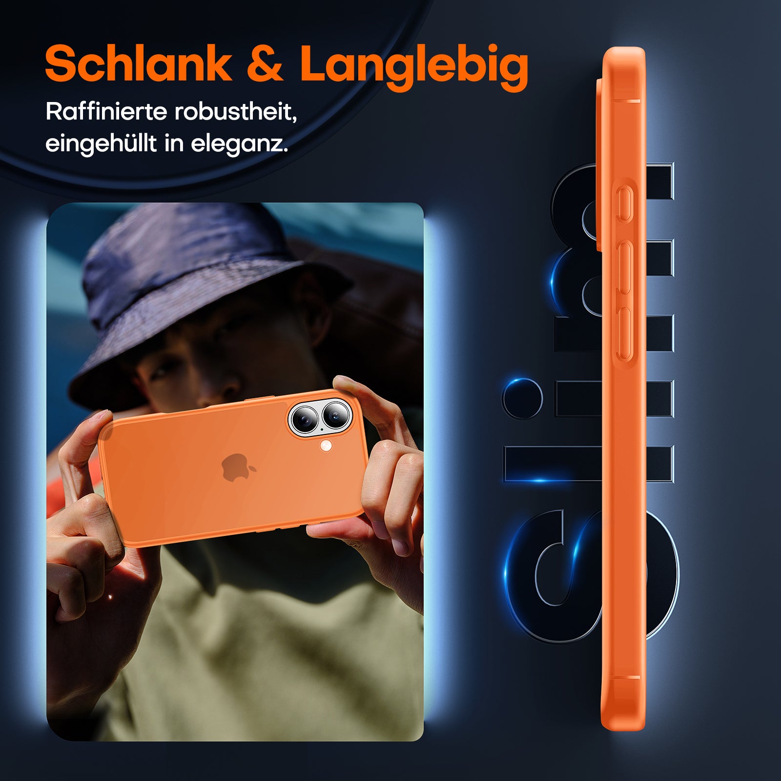 TAURI for iPhone 17 Case, Anti-Yellowing with Screen Protector, Translucent Matte Military-Grade Protection Shockproof Slim Phone Case for iPhone 17, Matte Orange