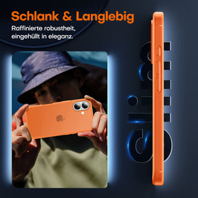 TAURI for iPhone 17 Case, Anti-Yellowing with Screen Protector, Translucent Matte Military-Grade Protection Shockproof Slim Phone Case for iPhone 17, Matte Orange