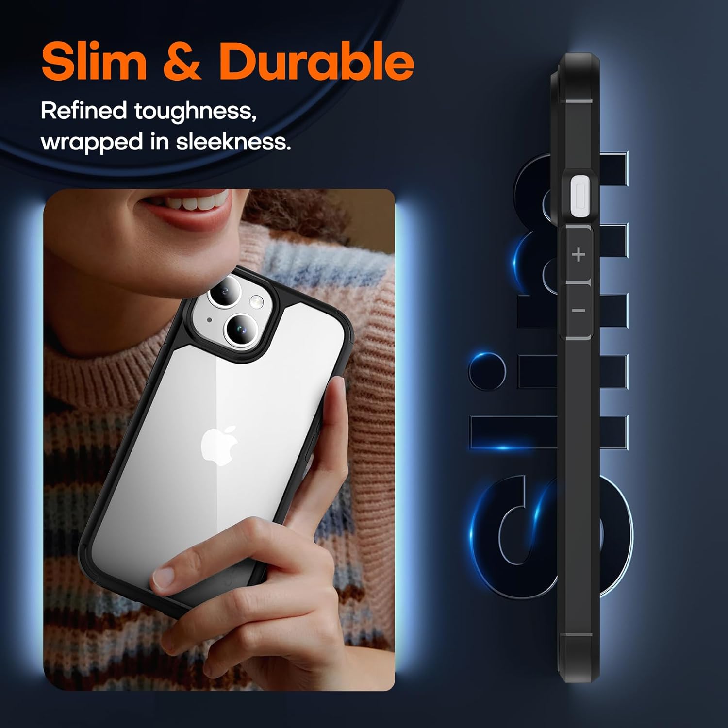 TAURI 5 in 1 for iPhone 15 Case, [Not-Yellowing] with 2X Screen Protectors + 2X Camera Lens Protectors, [Military Grade Drop Protection] Shockproof Slim Phone Case for iPhone 15, Black