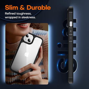 TAURI 5 in 1 for iPhone 15 Case, [Not-Yellowing] with 2X Screen Protectors + 2X Camera Lens Protectors, [Military Grade Drop Protection] Shockproof Slim Phone Case for iPhone 15, Black