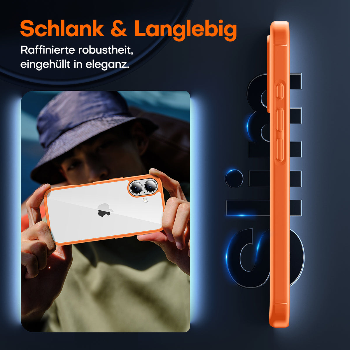 TAURI for iPhone 17 Case, Anti-Yellowing with Screen Protector, Military-Grade Protection Shockproof Slim Phone Case for iPhone 17, Orange