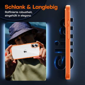 TAURI for iPhone 17 Case, Anti-Yellowing with Screen Protector, Military-Grade Protection Shockproof Slim Phone Case for iPhone 17, Orange