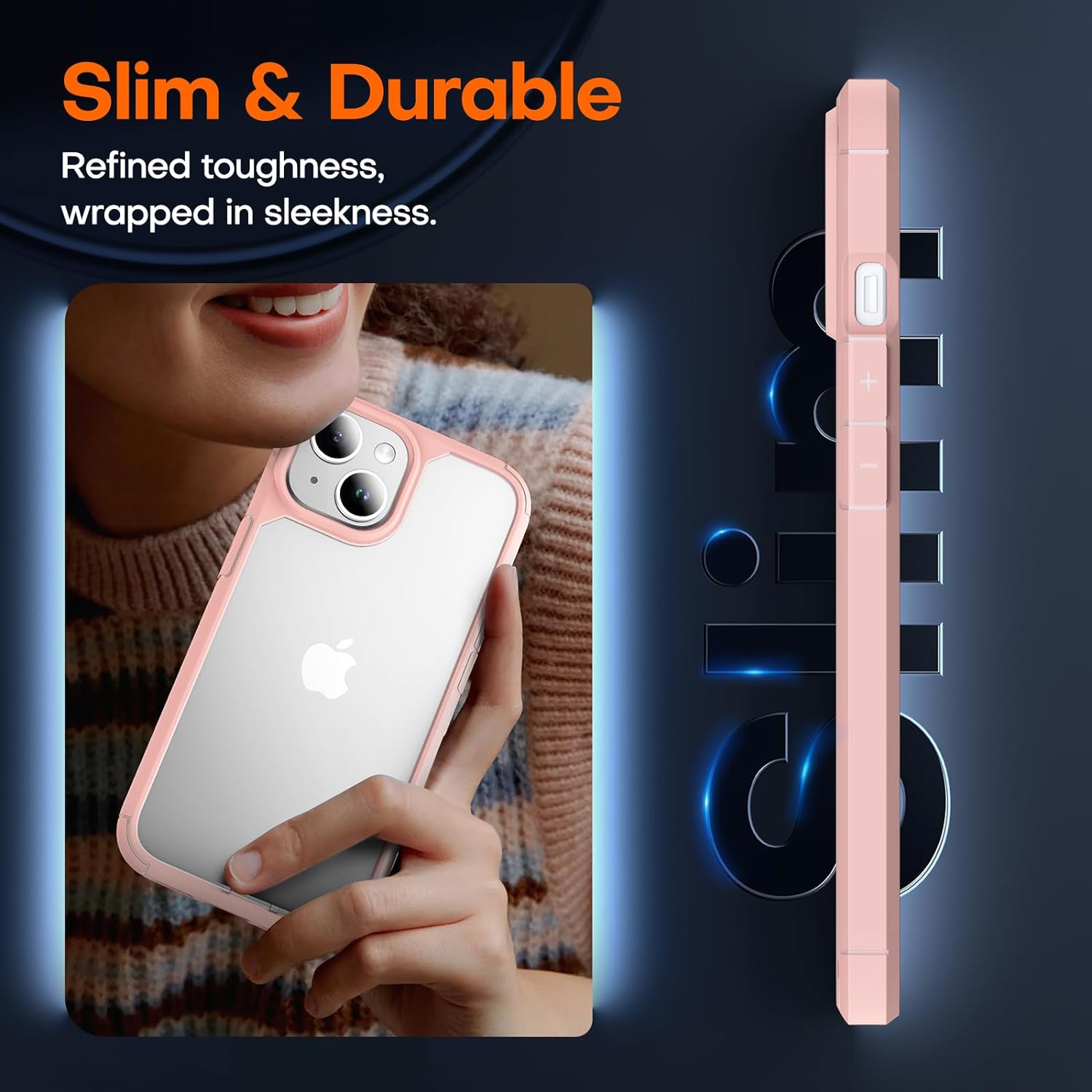 TAURI 5 in 1 Designed for iPhone 15 Plus Case, [Not-Yellowing] with 2X Tempered Glass Screen Protector + 2X Camera Lens Protector, [Military-Grade Drop Protection] Slim Phone Case 6.7 Inch Pink