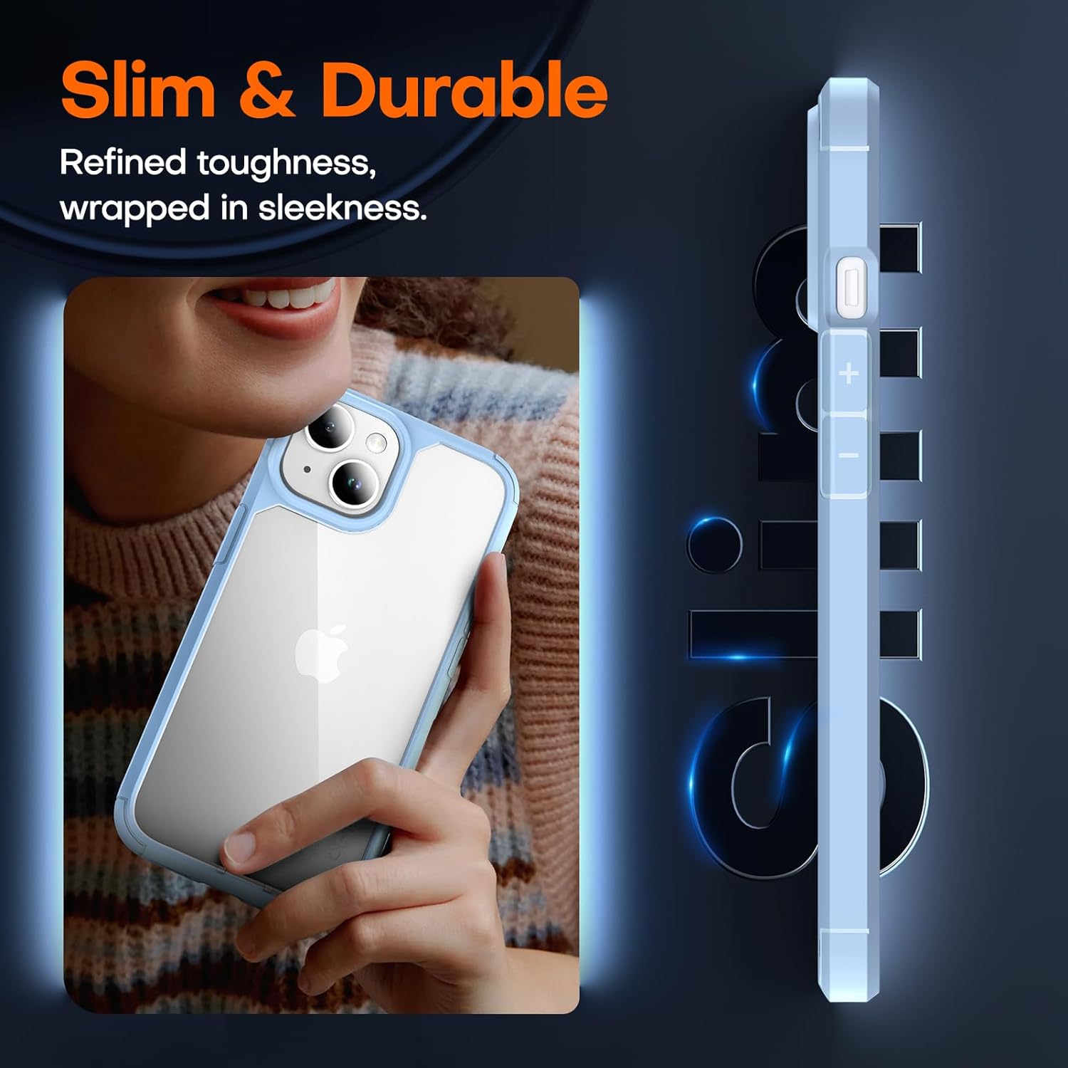 TAURI for iPhone 15 Plus Case, [5 in 1] 1X Clear Case [Not-Yellowing] with 2X Screen Protector + 2X Camera Lens Protector, [Militarized Drop Defense] Slim Phone Case 6.7 inch, Light Blue
