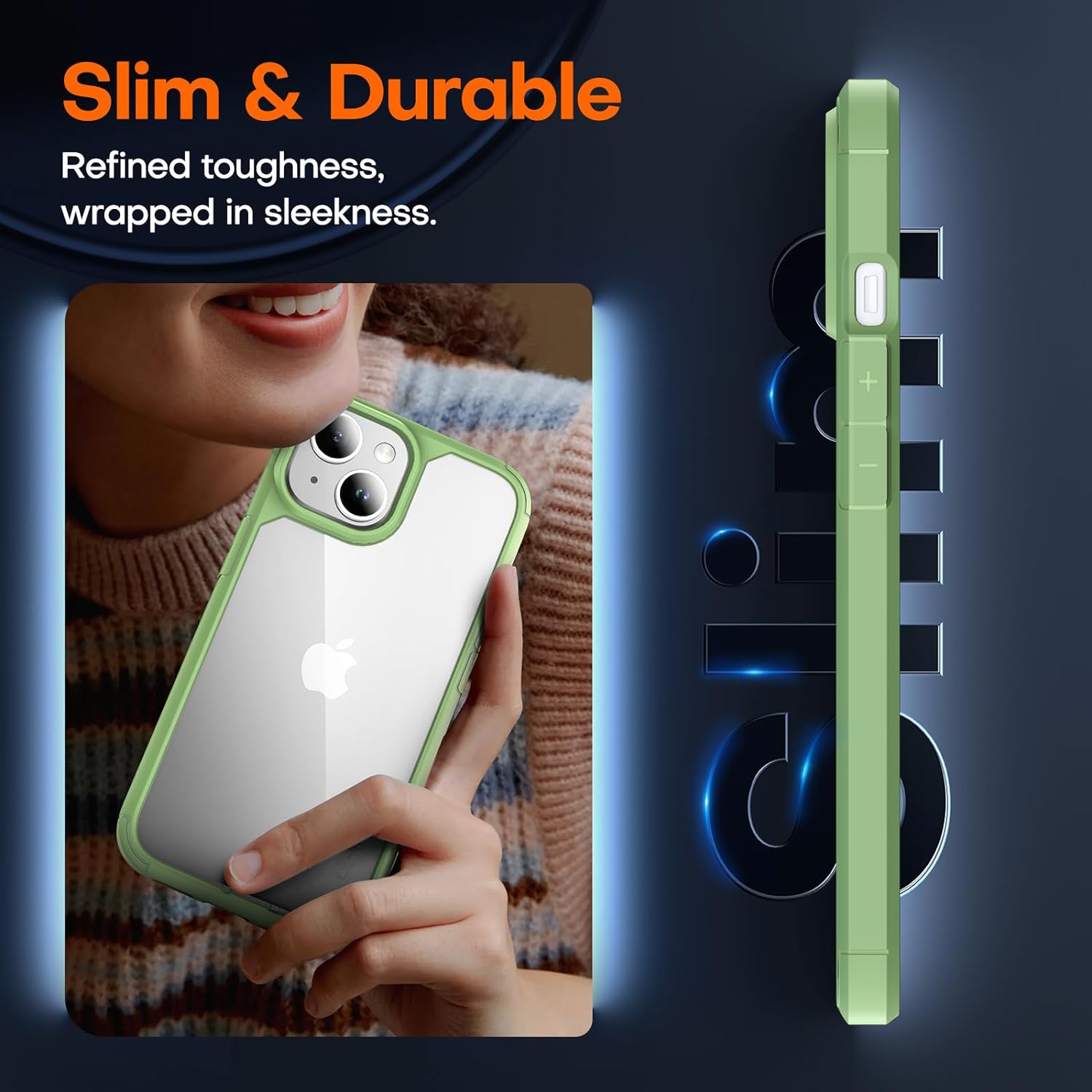 TAURI for iPhone 15 Plus Case, [5 in 1] 1X Clear Case [Not-Yellowing] with 2X Tempered Glass Screen Protector + 2X Camera Lens Protector, [Militarized Drop Defense] Slim Phone Case 6.7 inch, Green