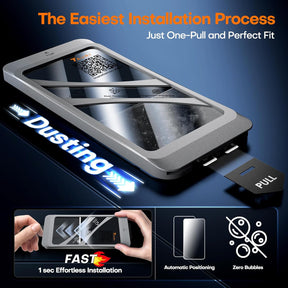 TAURI 4 in 1 for iPhone 16 Pro Screen Protector, 3 Pack Tempered Glass Film + 1 Dust Free Easy Installation Tool, 9H Hardness Bubble Free Micro-curved Edges HD Screen Protector for 16 Pro