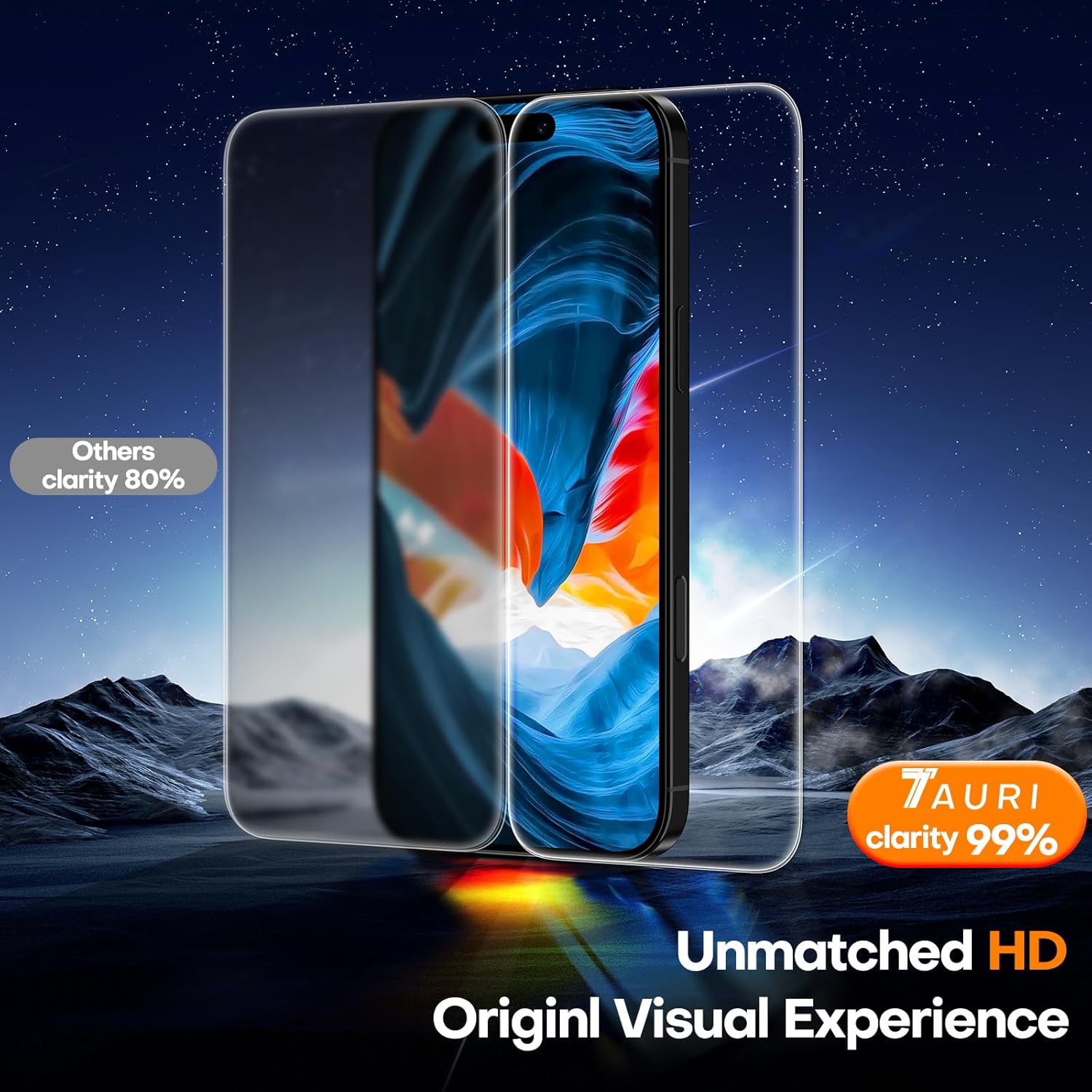 TAURI 4 in 1 for iPhone 16 Pro Screen Protector, 3 Pack Tempered Glass Film + 1 Dust Free Easy Installation Tool, 9H Hardness Bubble Free Micro-curved Edges HD Screen Protector for 16 Pro