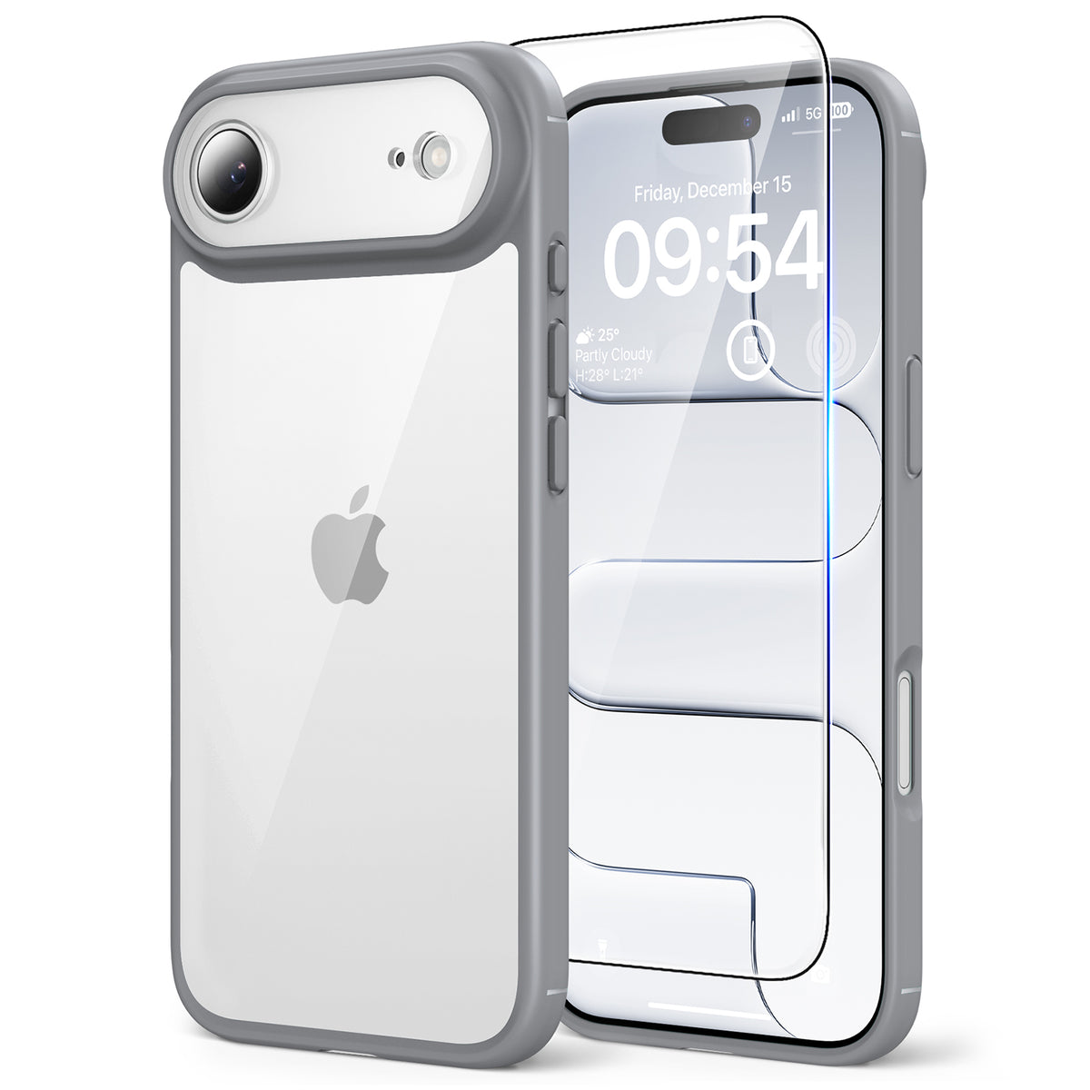 TAURI for Air 2025 Flip Case, Full Camera Protection with Screen Protector, Anti-Yellowing Military-Grade Protection Shockproof Slim Flip Case for Air 2025, Grey