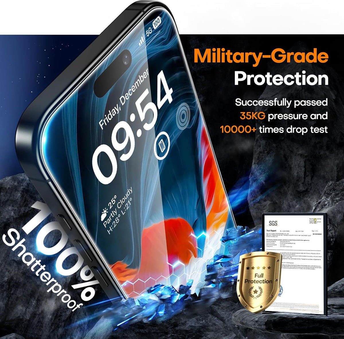TAURI 4 in 1 for iPhone 16 Pro Screen Protector, 3 Pack Tempered Glass Film + 1 Dust Free Easy Installation Tool, 9H Hardness Bubble Free Micro-curved Edges HD Screen Protector for 16 Pro